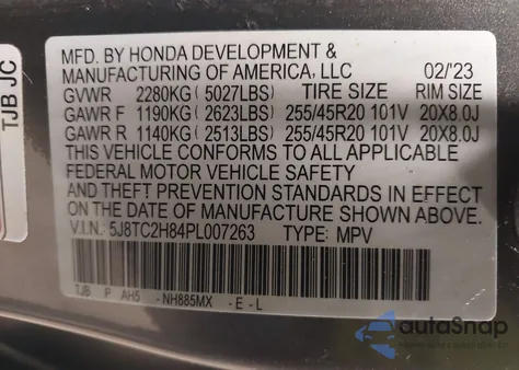 2023 Acura Rdx A-Spec Advance Package z USA, uszkodzony, nr VIN 5J8TC2H84PL007263